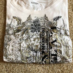 Express women's t-shirt, white, L.V.T.H.N., Liberty Valor Honor and Glory